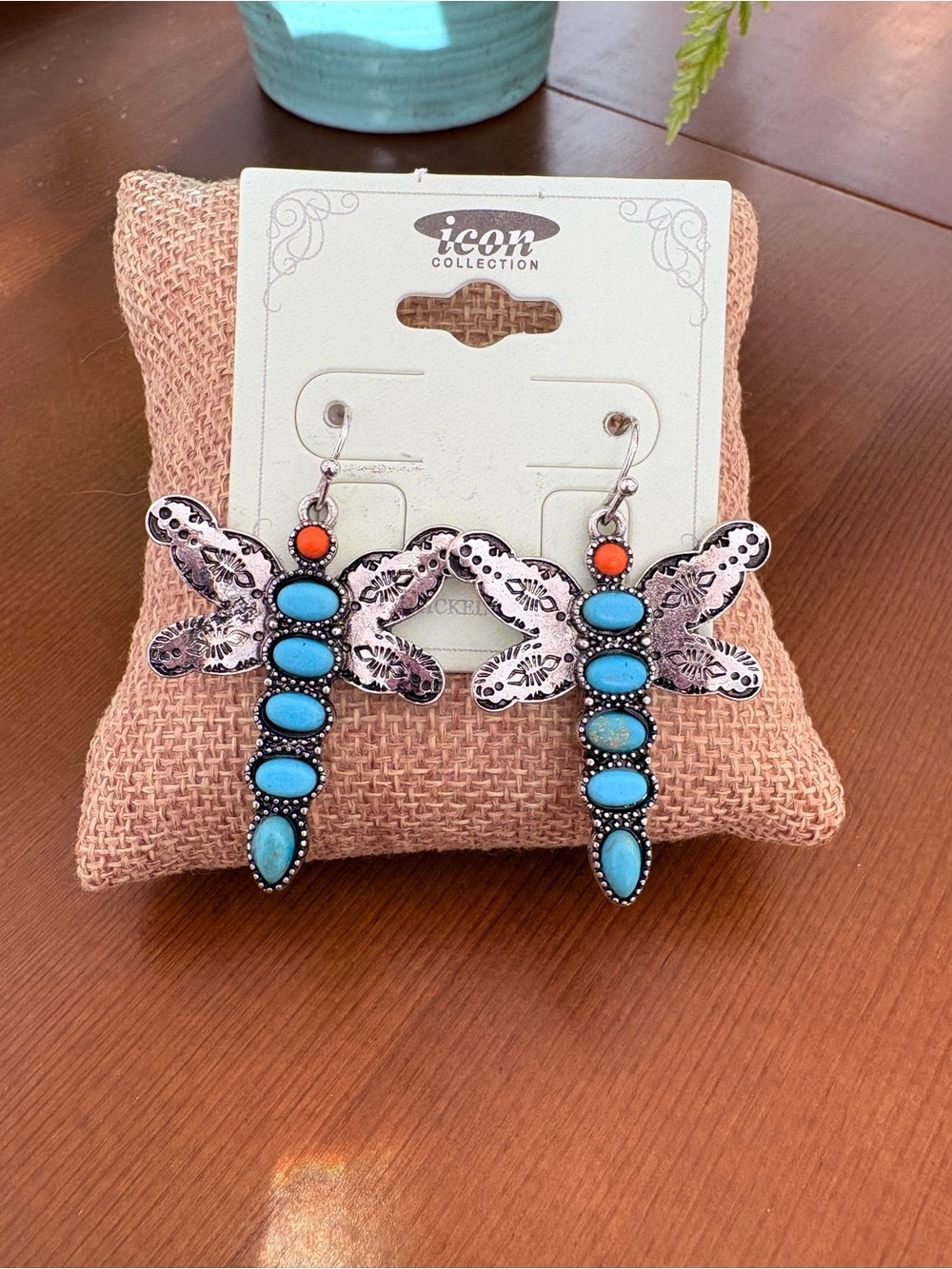 Icon Collection Dragonfly Earrings - Turquoise & Orange
